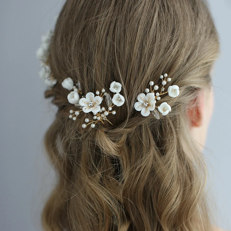 Acessórios para o cabelo de casamento, joias de cristal, flor, pente de cabelo, grampos de cabelo, enfeites de cabelo de noiva, tiaras femininas