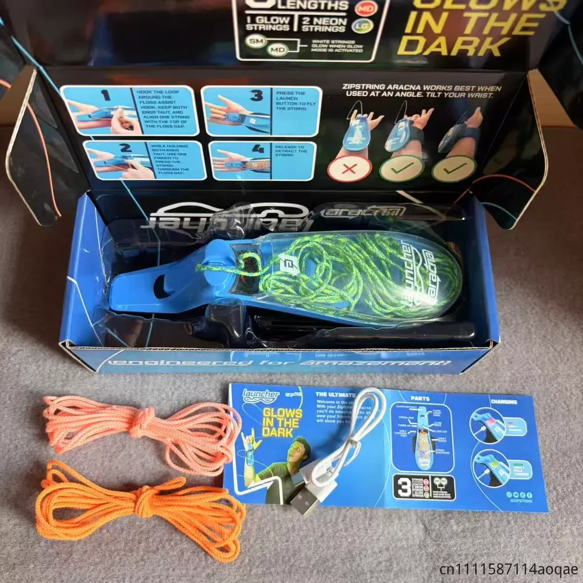 Hot Luminous Rope Launcher Creative Stress Relieving Outdoor Toy Cat Teasing Thruster Toy Luminous Slingshot Toy view 2