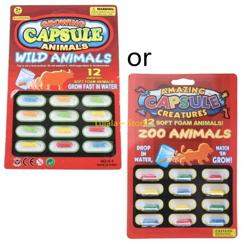 Y4QA 12 stuks Watergroeiende dino tabletten Educatief en leuk speelgoeddierthema Mini 12 Tabletten Stel elke magie in groei