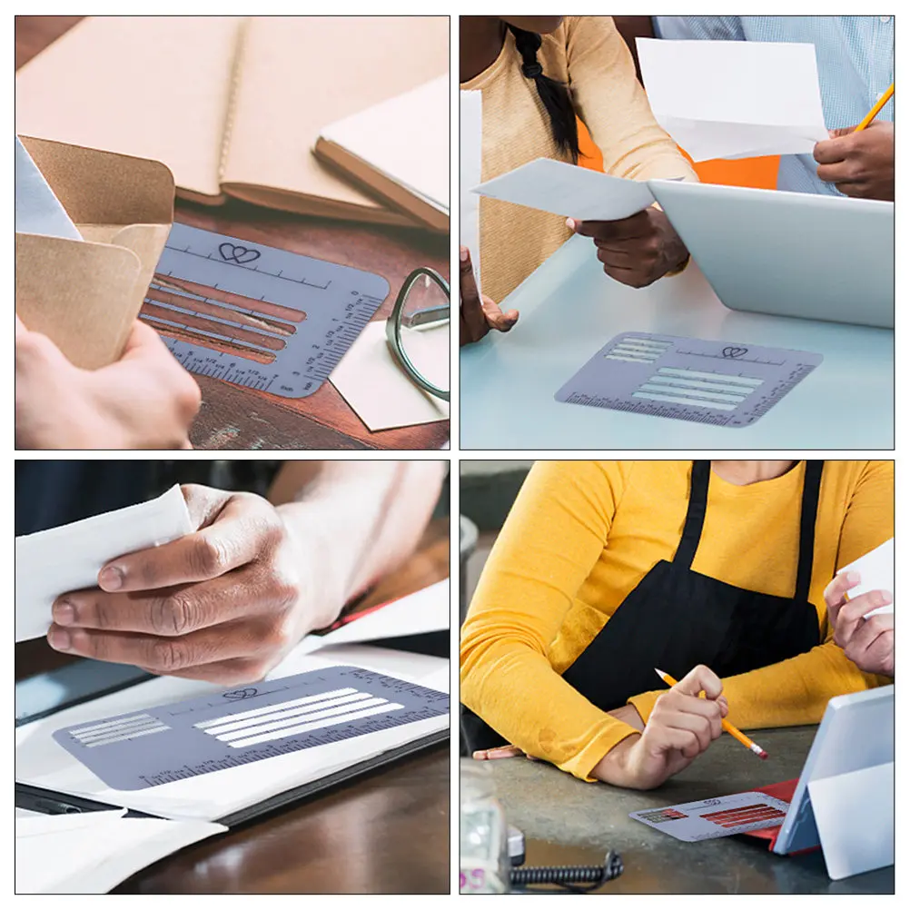 

4Pcs Addressing Guide Stencils Translucent Plastic Multi-Style Envelope Templates Writing Practice Stationery Envelope Stencil