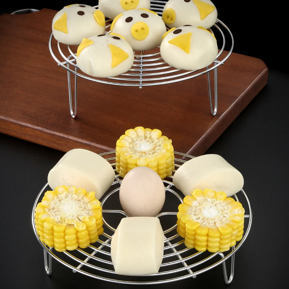 

2pcs Stainless Steel Steaming 8-Inch Heavy Duty Steamer Basket For Kitchen Use Round Cooling Rack Steam Stand Cooking Rack