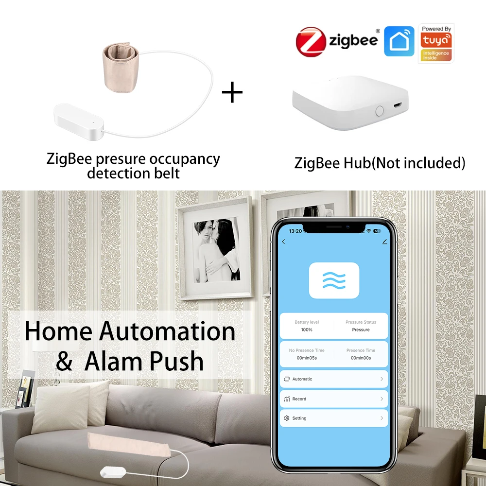 Zigbee Pressure Senor Occupancy/Presence Detector Stress Belt Hidden In Bed/Sofa Battery Powered Tuya Smart Life Home Automation image 2