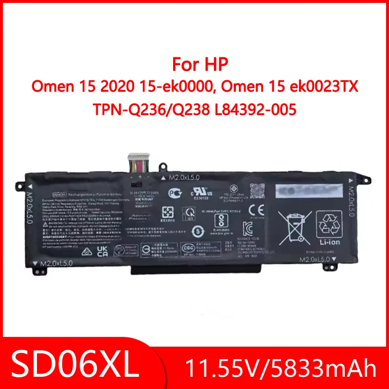 

New SD06XL Laptop Battery for 2020 HP Omen 15 15-ek0000 OMEN Laptop 15-ek Series HSTNN-DB9U L84392-005 L84356-2C1 TPN-Q236/Q238