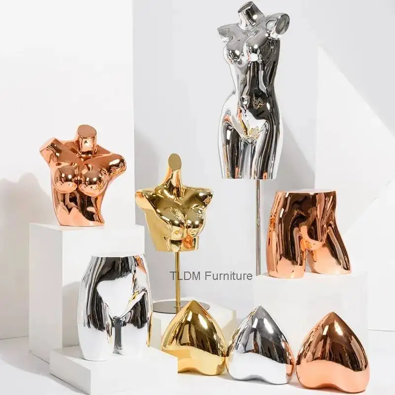 

Nordic Creative Lingerie Mannequin Display Stand Lingerie Shop Window Chest Men's Underwear Electroplated Display Prop FYMQ