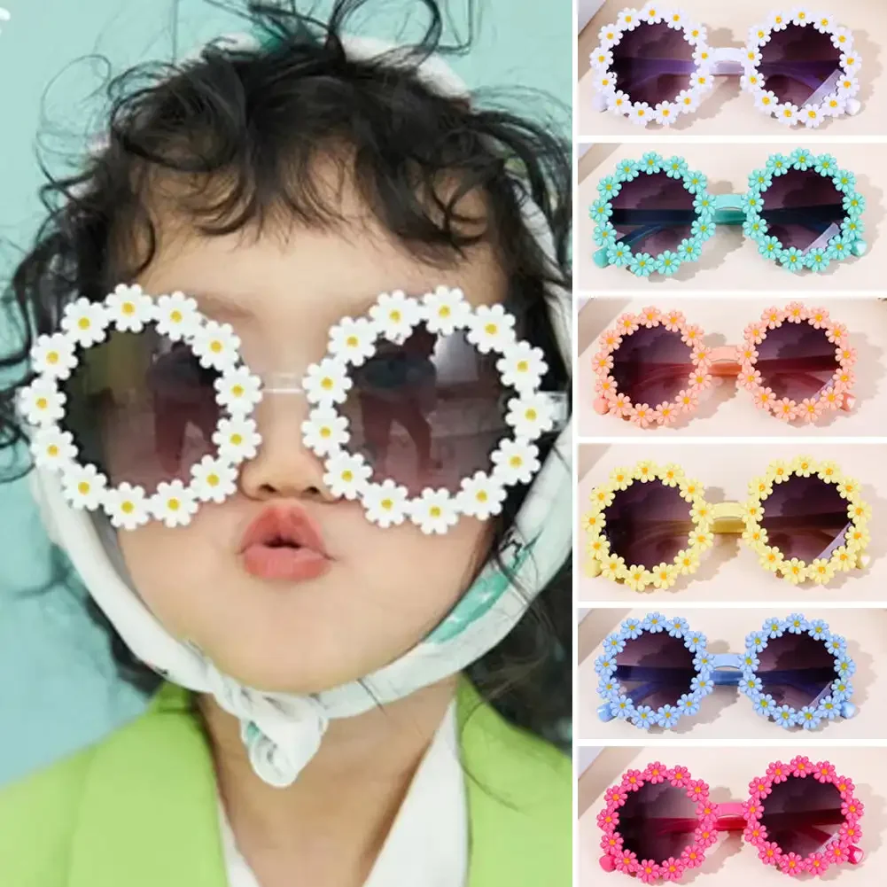 Children Cute Acrylic Flower Outdoor Protection Sunglasses Baby Girls Classic Photography Accessories Kids Boy UV400 Sunglasses