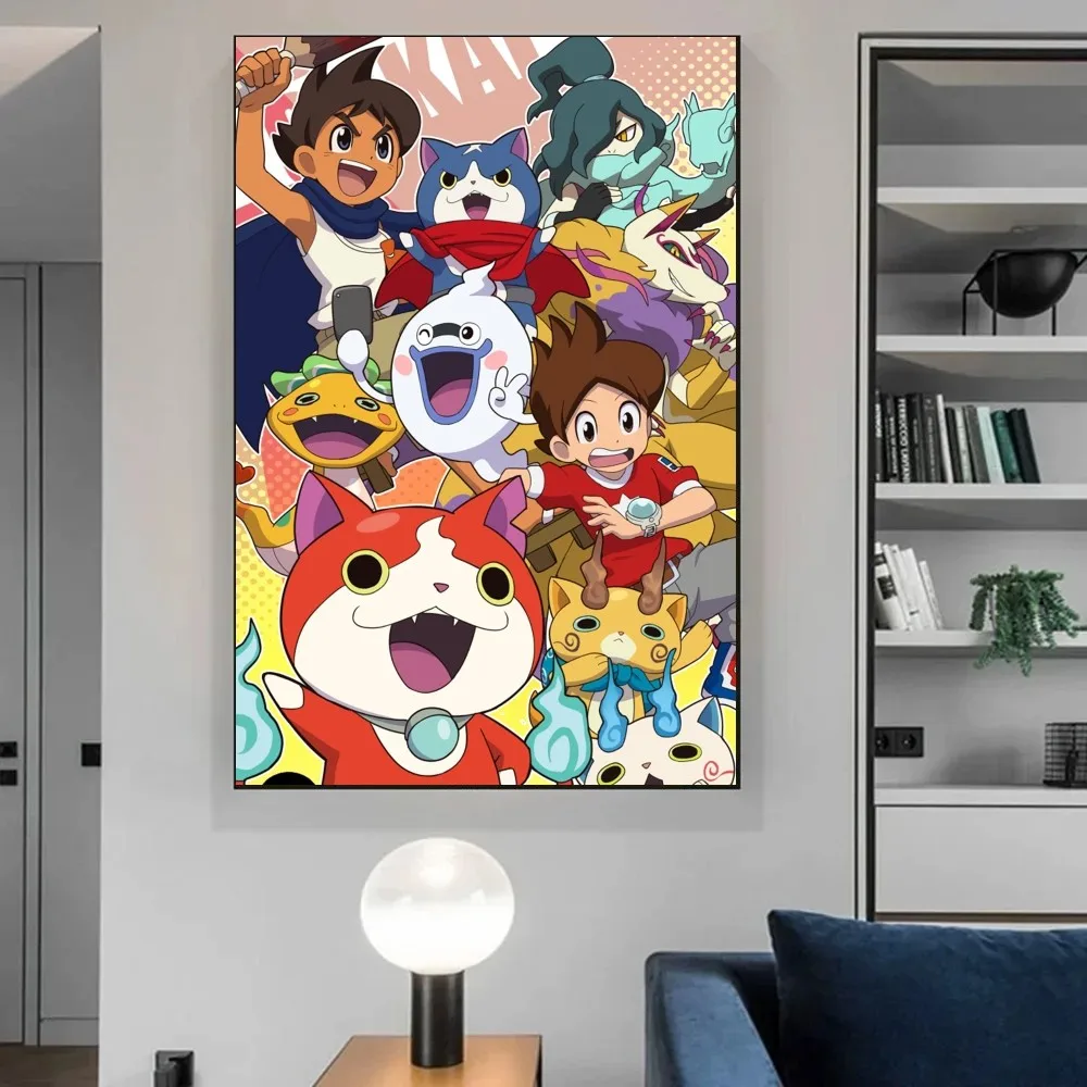 Anime YO KAI WATCH  Poster Vintage Poster Wall Art Painting Study Aesthetic Art Large Size Wall Stickers