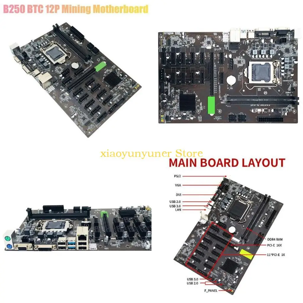 

P9JB Mining B250 BTC CPU Motherboard PCI-E X16 Slots DDR4 Sodimm for CPU LGA 1151