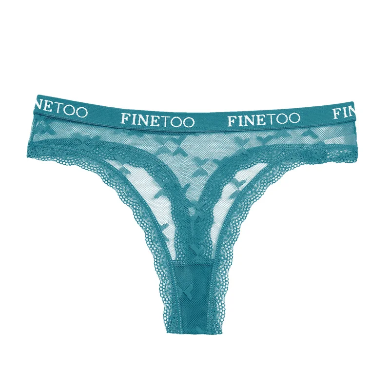 FINETOO Frauen Sexy Spitze Low-Rise Thongs Brief Taille Transparent G-String Damen Nahtlose Dessous Aushöhlen Perspektive T-Back