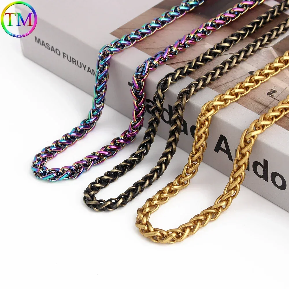 60CM Long 6MM Width Metal Bag Chain Strap Lantern Chain With Hook For Women Bag Crossbody Shoulder Handle Wrap Chain Replacement