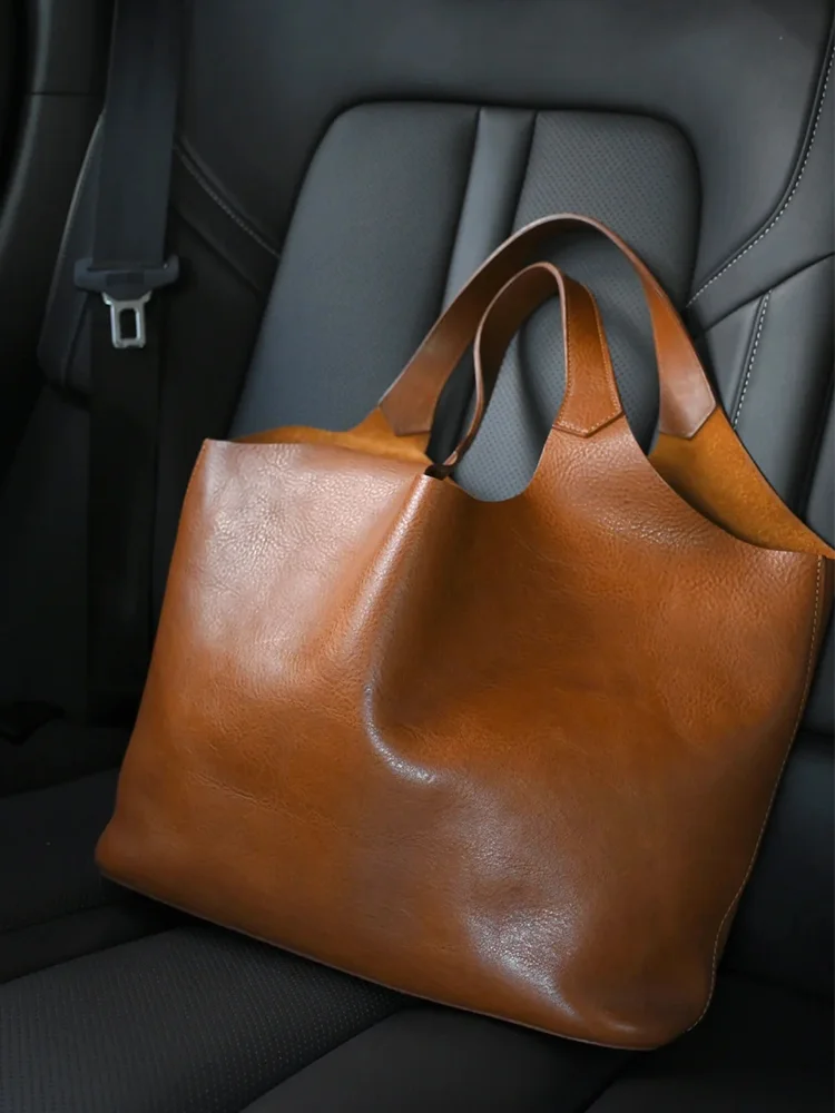 حقيبة يد نسائية كبيرة السعة من زار فيندين باللون البني، حقيبة كتف واحدة للعمل، تصميم بريطاني من الجلد الصناعي بلون واحد