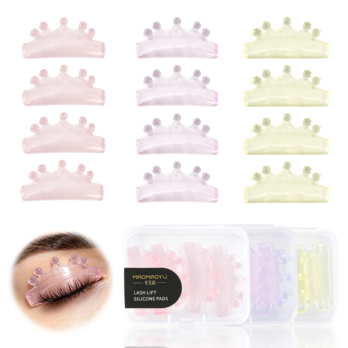 Women Lash Lift Shields, 4 Pcs/ Box Reusable Silicone Rods |Reusable Lash Lifting Pads for Eyelash Stretching and Curling