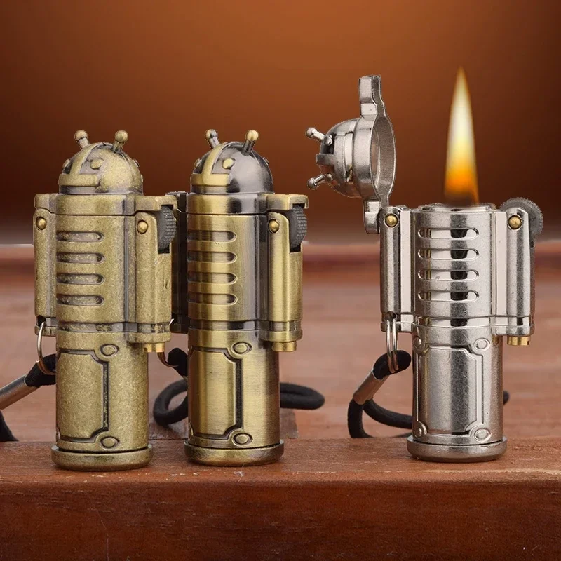 New Alien Retro Pendant Lighter Metal Mini Outdoor Portable Personalized Lighter Men's Cigarette Accessories Gift