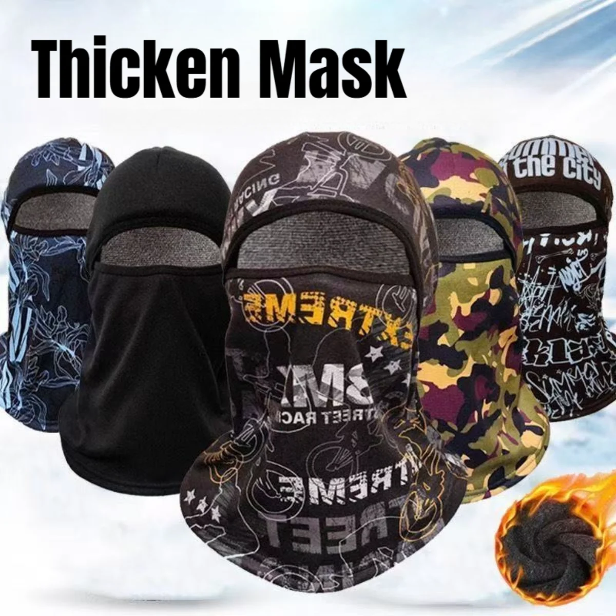 

Outdoor Cycling Full Mask Winter Headwear Thick Warm Windproof All-in-1 Dustproof Essential Cycle Gear Face Cover Balaclava Hat