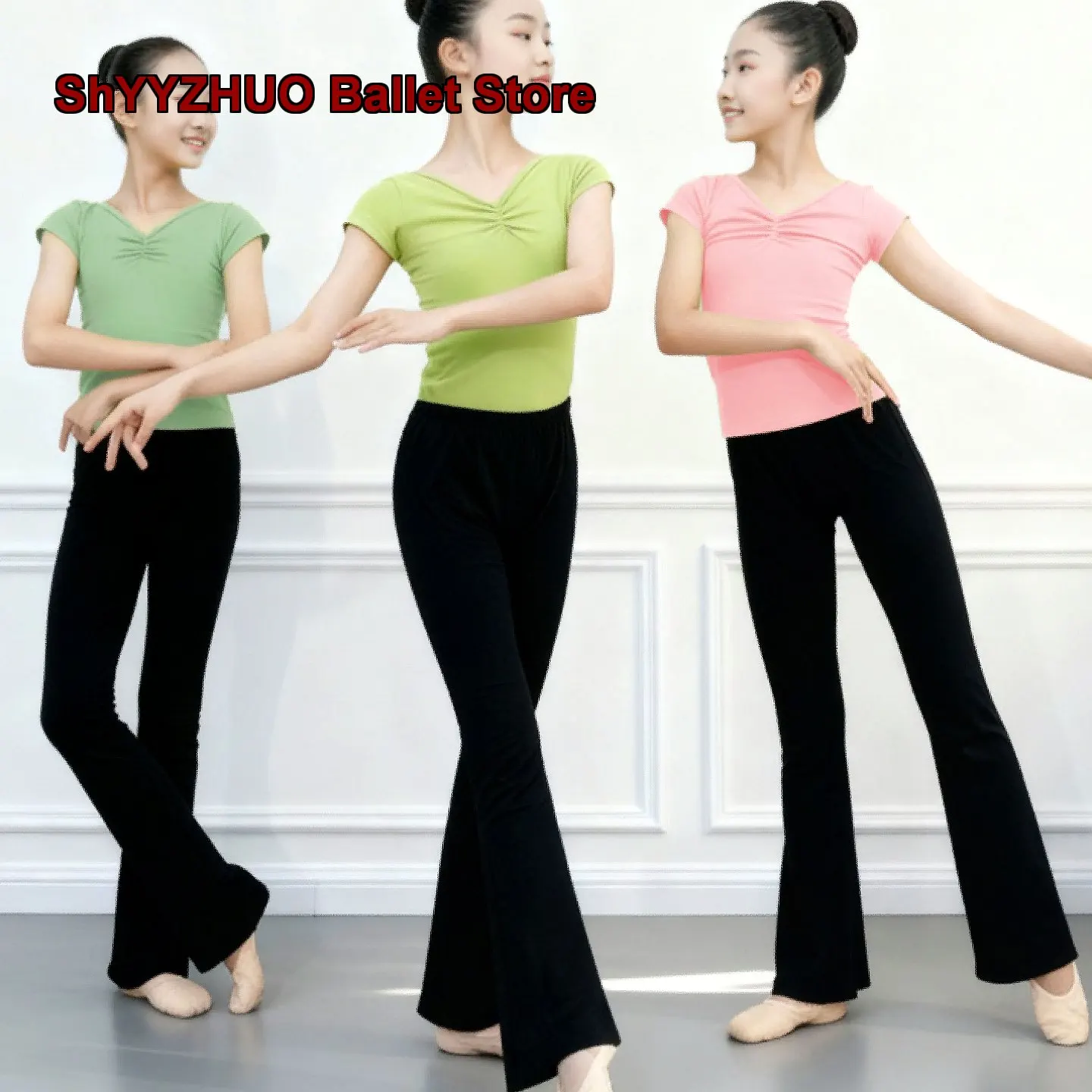 Children's Summer Short Sleeves Dance Top Older Kids Girls' Chinese Jumping Body Suit Set