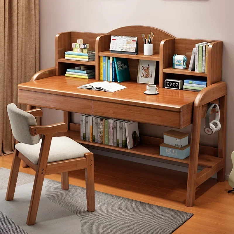 Study table for primary school students Writing table and chair set Household simple solid wood children's desk