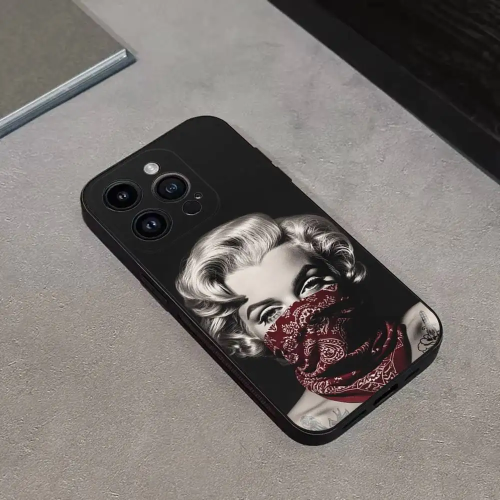 Чехол для телефона 80S M-Marilyn M-Monroe iPhone 16 15 14 13 12 11 Plus Pro Max XS XR SE Mini 8 7 мягкий силиконовый черный Фото №3