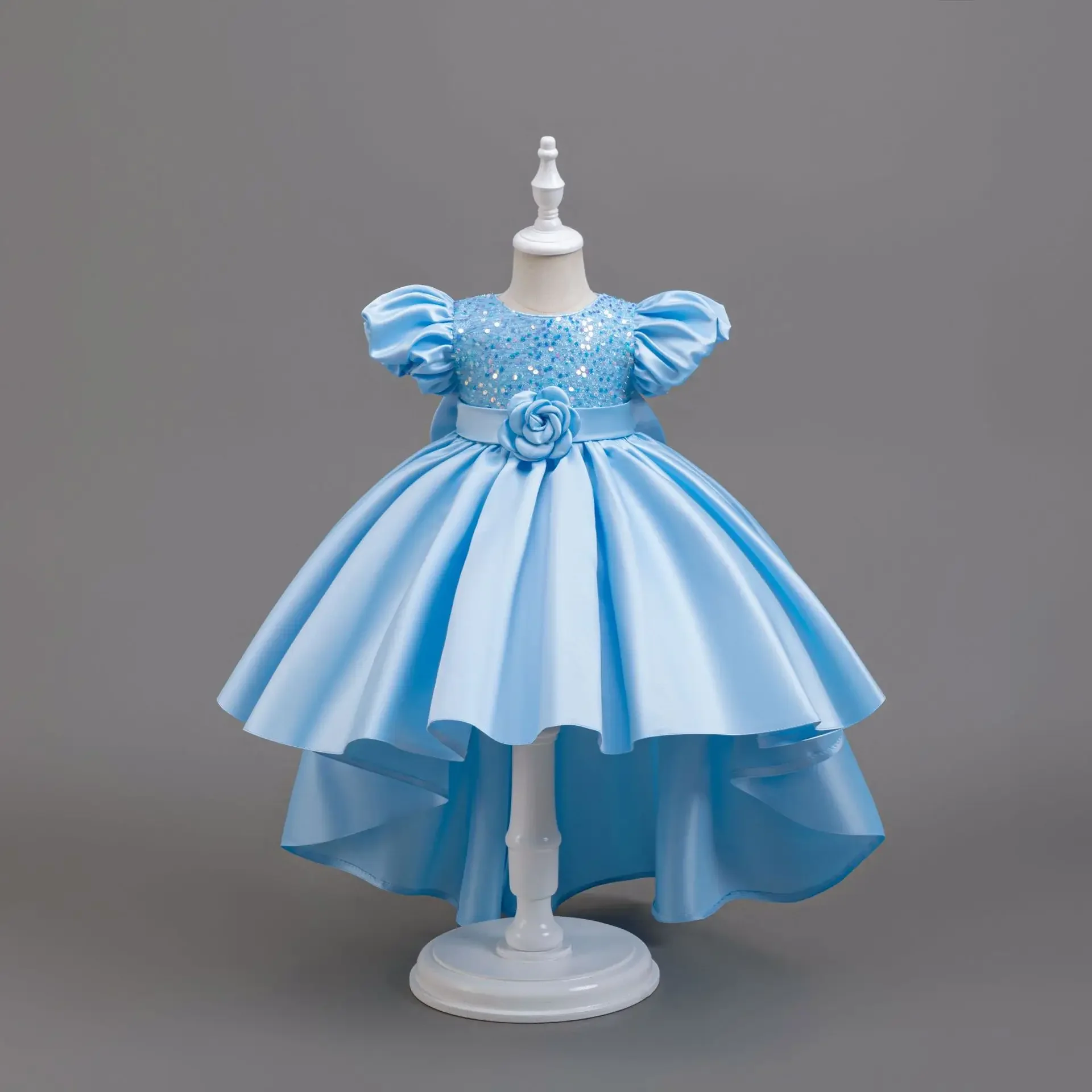 Children Birthday Wedding Party Dresses Girls Princess Ball Gown Trailing Sequined Girls Ceremonial Wear 3-8Y
