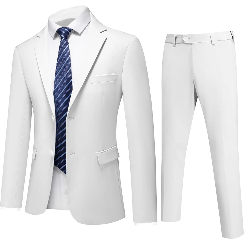 

Suit For Men, Solid Color Fit Formal 2 Piece Dress Tuxedo Set With Jacket, Pants