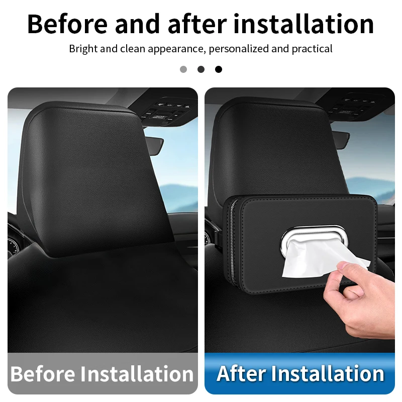 Picture 6: Leather Car Seatback Tissue Box Napkin Storage Bag Accessories For No
