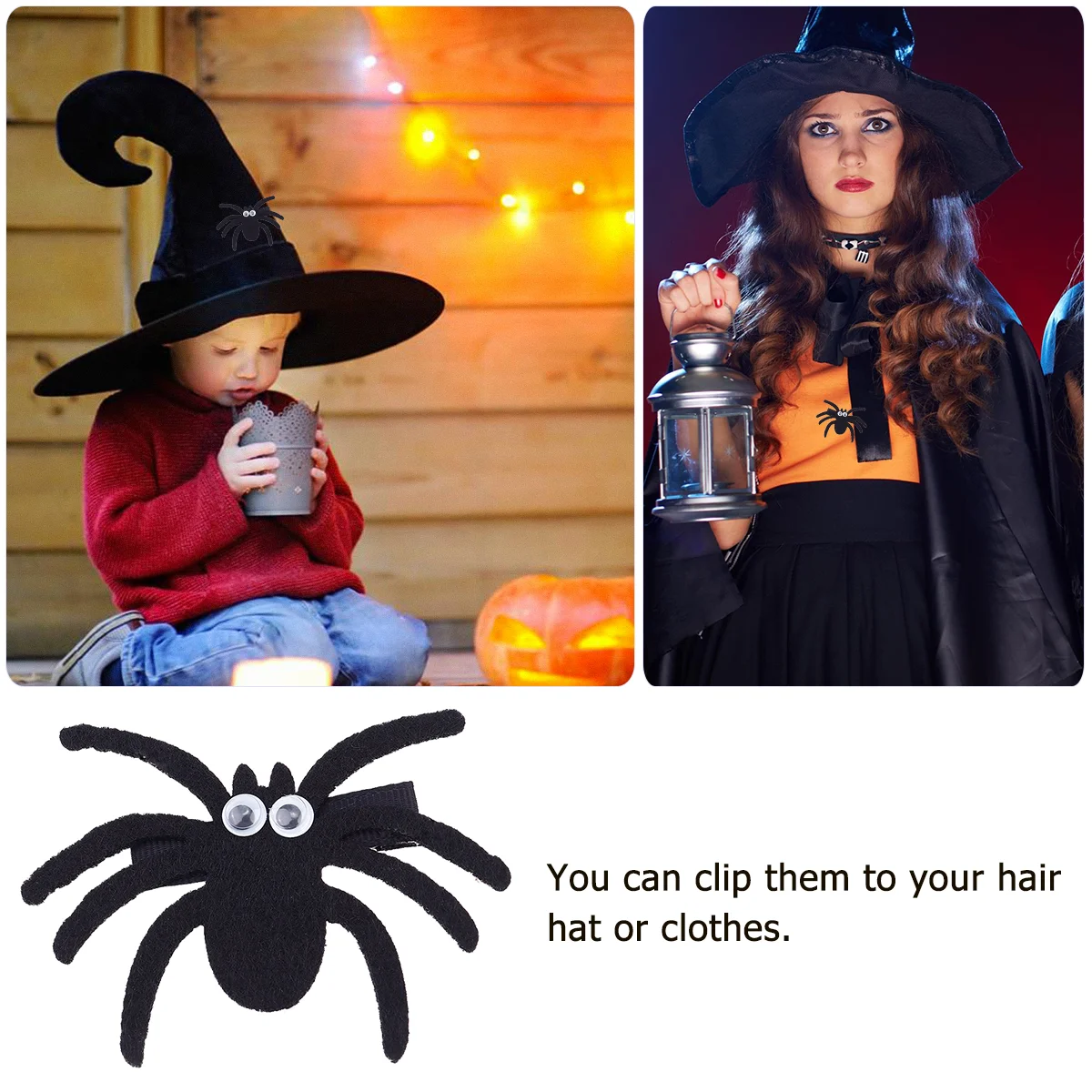 4 Uds. Clips de horquilla de araña tocado de Halloween accesorios de tocado divertidos tela niños