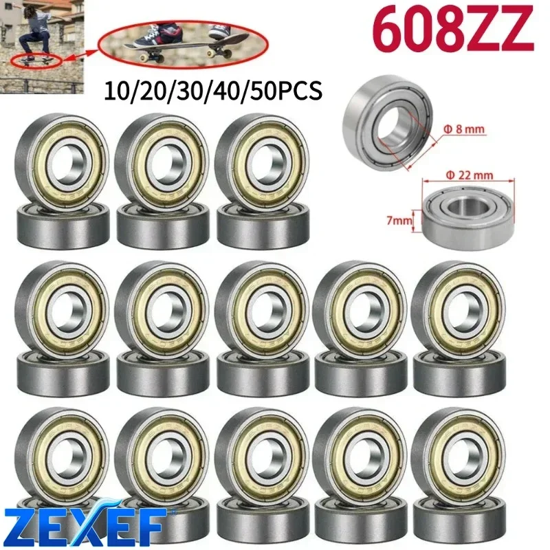 Home  10-50PCS 608ZZ Angular Contact Bearing Bearings Turbo Groove Ball 8x22x7mm Double Deep Steel Single Shielded ABEC-7 Row