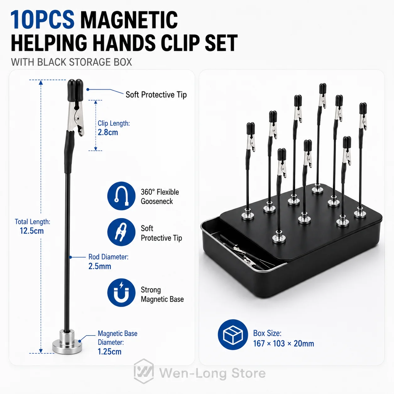 Magnetic Soldering Helping Hands, Flexible PCB Circuit Board Holder with Alligator Clips for Electronics Repair DIY Workbench