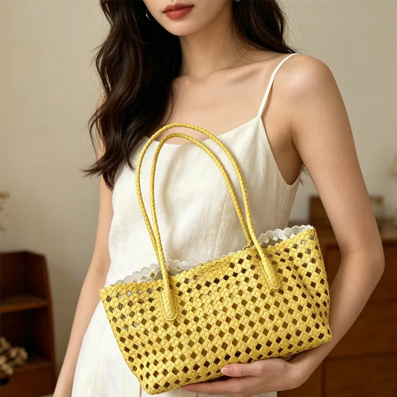 Hollow Women Handbag Fashion PU Leather Female Shoulder Bag Beach Vacation Ladies Totes Female Composite Bags Bolsa Feminina