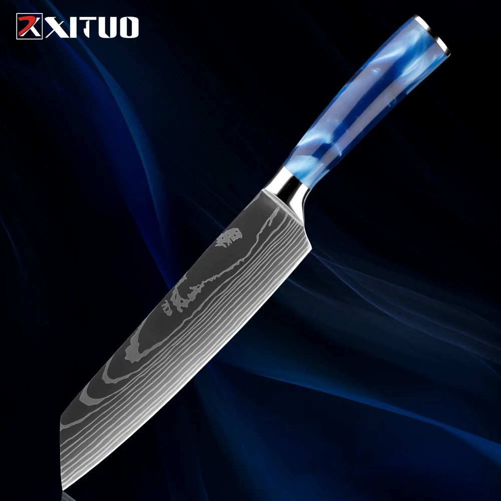 

8 Inch Professional Kiritsuke Knife Chef Gyuto Knives Damascus Laser Pattern Gyuto Knife Ultra Sharp Kitchen Meat & Sushi Knife
