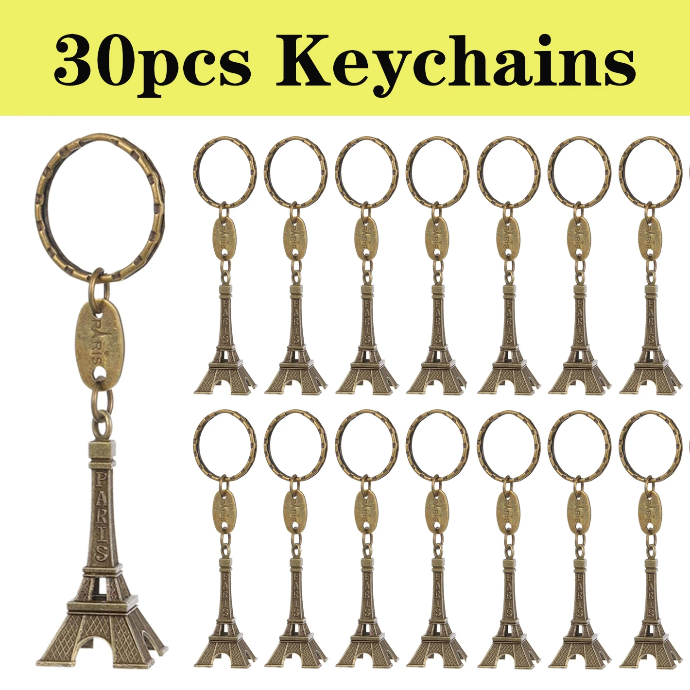 

30Pcs Bronze Key Chain Eiffel Tower Keychain Key Fob Pendant Birthday Present choice day ofertas