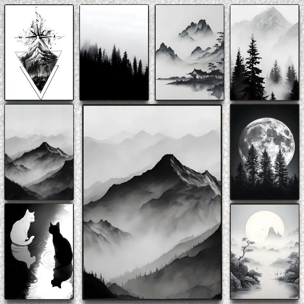 Art Minimalist Black and White Poster Painting Prints Wall Art Picture Film Room Home Bar Cafe Decor Mural
