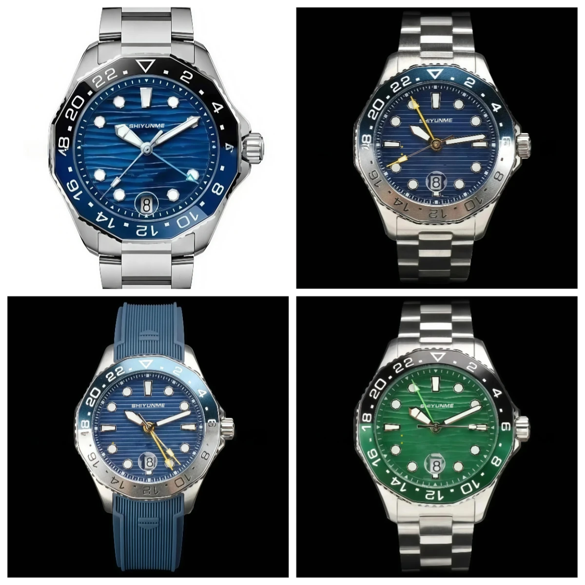 

A186 Магазин 904L Мужские автоматические механические часы из нержавеющей стали с календарем Черный Синий Зеленый Керамический безель Сапфир