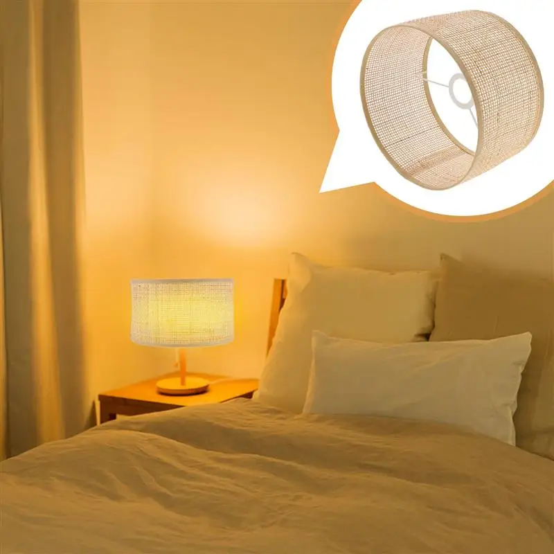 Lamp Shade Lampshade Shades Light Cover Woven Chandelier Table Rattan Cloth Clip Drum Ceiling Lamps Hand Floor Bedside