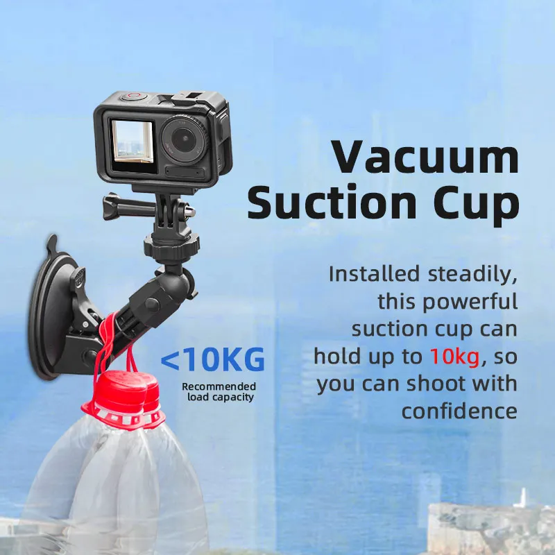 Suction Camera Mount Car Phone Action Camera Holder Hand Pump Suction Cup 360° Adjustable 1/4\