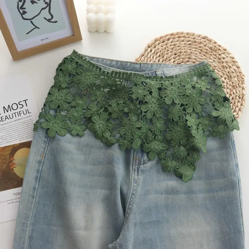 Spitzen-Hohlhaken-Imitatkragen, gestrickter Schal, Damen-Schultertuch, Dekor-Lätzchen für Kleider, Oberbekleidung, Outfit – Detail 6