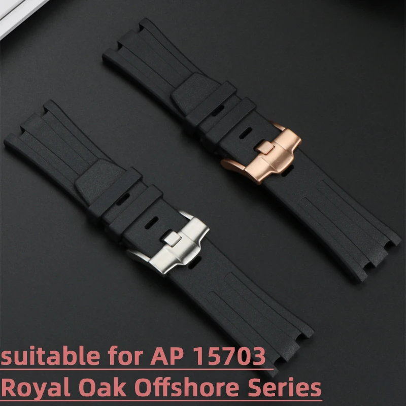 

High quality fluororubber watch strap for AP Royal Oak Offshore 15400 26470 15703 rubber watch accessory men's watch chain 28MM