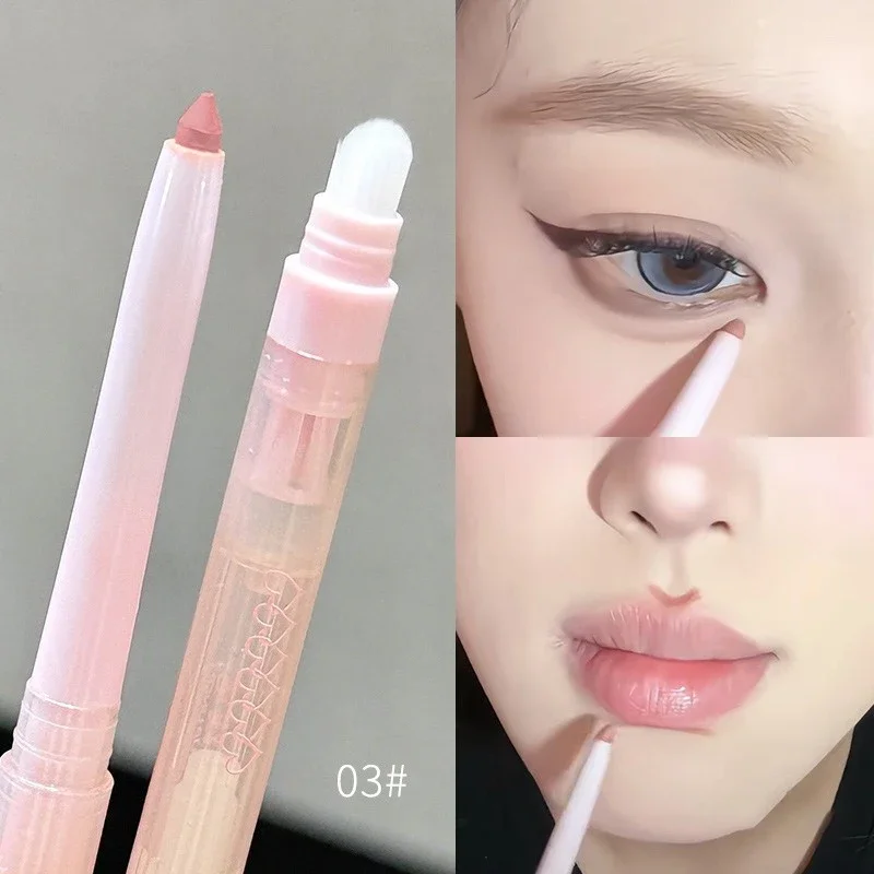 Dubbelkoppige Lip Liner Potlood Waterdichte Matte Lippenstift Contour Make-up Perzik Roze Multifunctionele Lipliner Potlood Lippen Cosmetisch