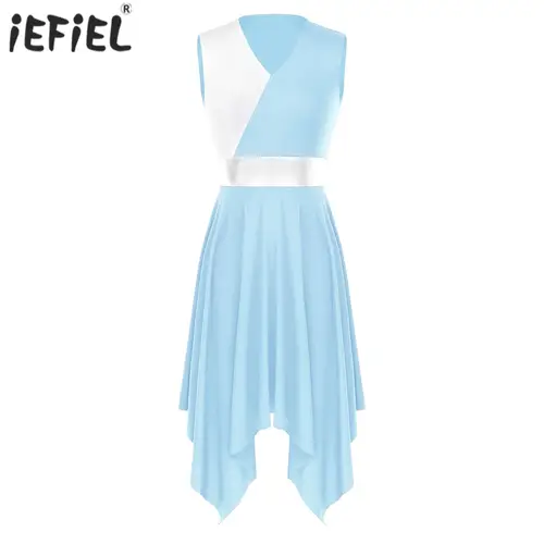 Vestido de fiesta de graduación para mujer, gimnasia, Ballet, danza cristiana lírica, cuello en V, dobladillo Irregular, traje de baile liturúrgico moderno