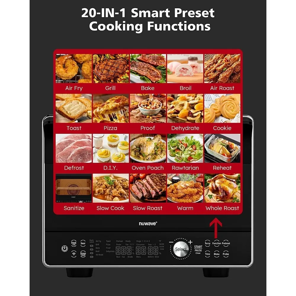 TODD ENGLISH iQ360 Digital Smart Oven, 20-in-1 Convection Infrared Grill Griddle Combo, 34-Qt Mega Capacity, 1800 Watts