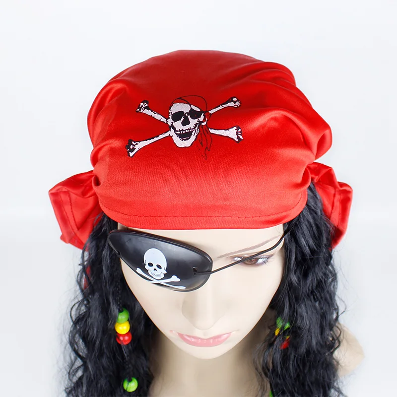 Hat Wig 2pcs Cosplay Halloween Accessories Dress Up Pirate Captain for Men and Women