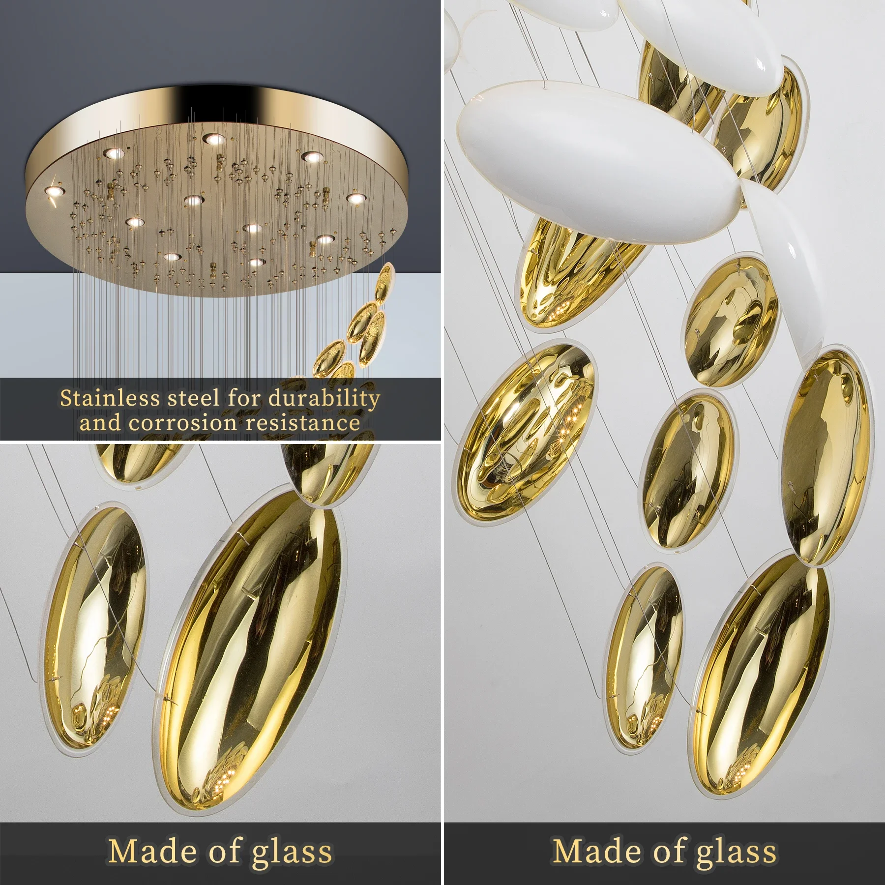 Luxury Lustre Bowl Hanging Chandelier for Hotel Lobby Exhibition Hall Golden Dragon Egg Chandelier Artistic Pendant Lamp Vila