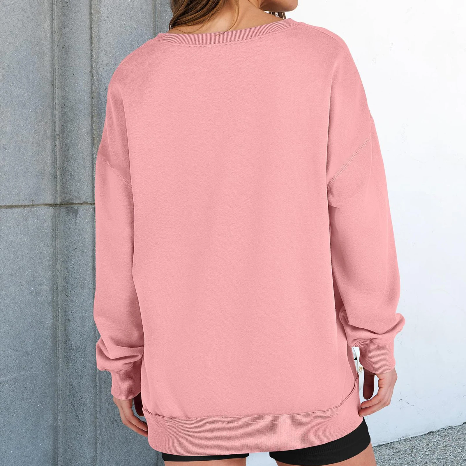 Dames losse en comfortabele effen kleur V-hals losse sportkleding sweatshirt trekt femmes winterkleding vrouw tops voor vrouw