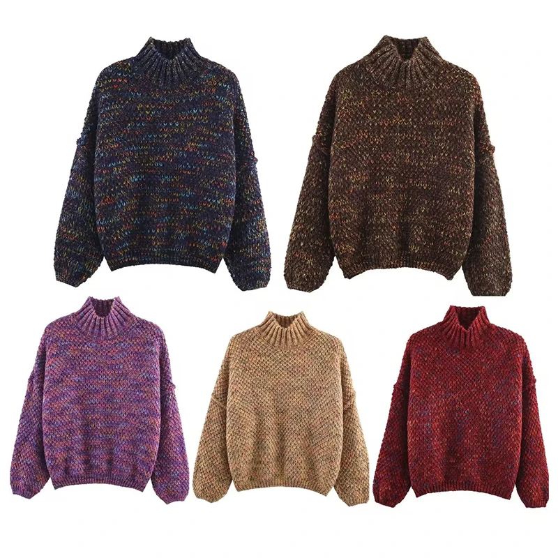 

Новая женская одежда осень/зима 2022, стильный и универсальный вязаный пуловер с полуводолазкой.