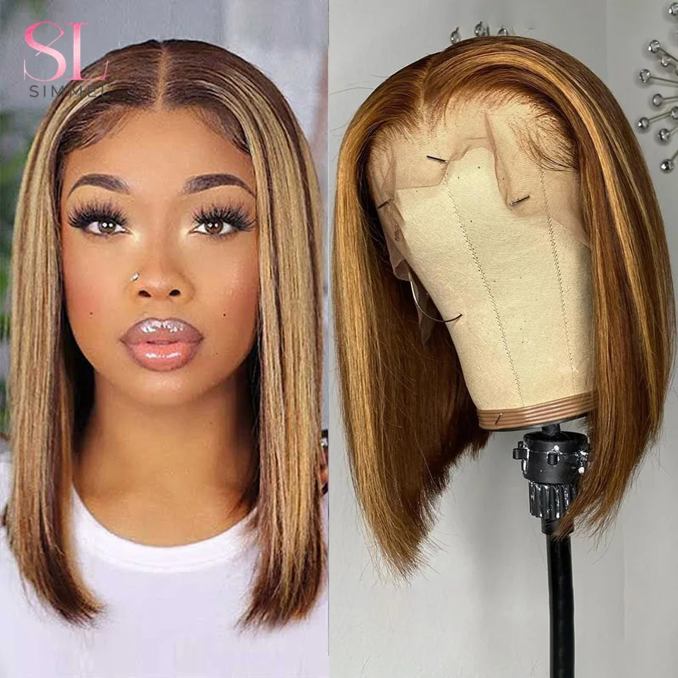 

Ginger Orange Bob Wig 13x4 Lace Front Human Hair For Women Short Straight Bob Lace Closure Wig T Part Cheap Highlight Bob Wigs