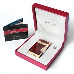 Derui الكلاسيكية عالية نفخ المعادن ولاعة فتح اللهب الجانب الانزلاق الاشتعال ولاعة اكسسوارات التدخين الراقية الرجال G أعلى 10 مبيعات ولاعة سجائر عتيقة - رقم 1