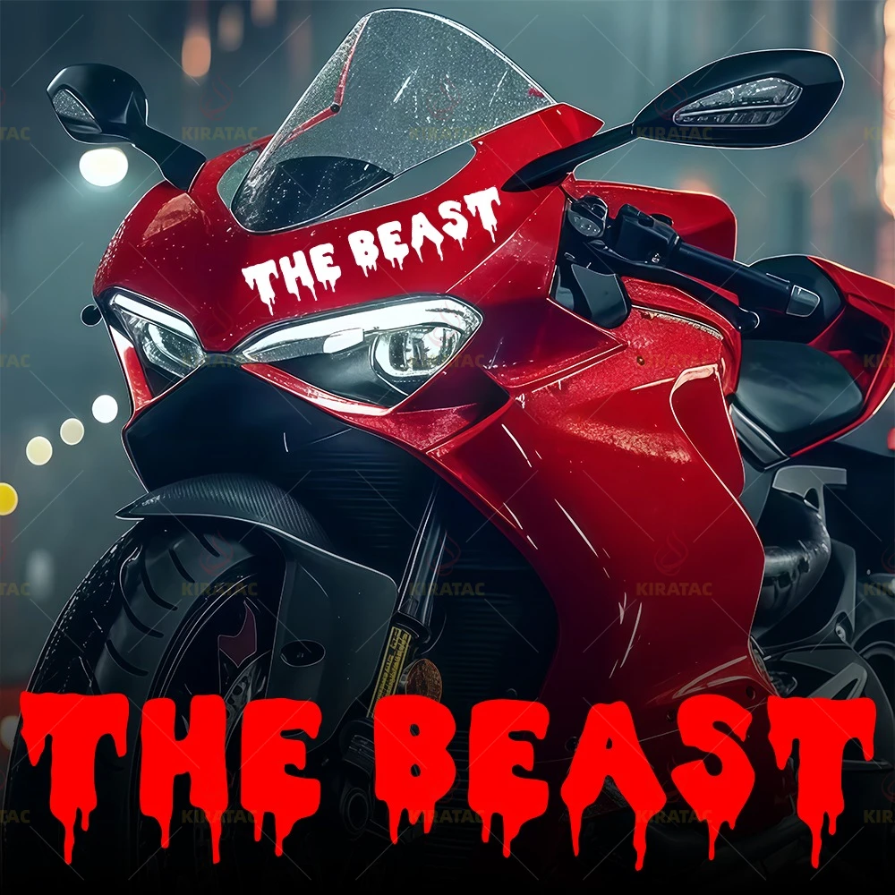 2 Pcs Set Beast Blood Drip Font Sticker, Large and Small Size Waterproof Vinyl Decals for Motorcycle Front and Car Hood