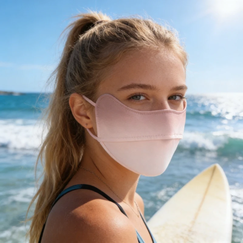 Summer Ice Silk Sunscreen Mask for Women, UV Protection, Outdoor Cycling, Sunshade, Breathable, Cool Wind, Thin Mask Cotton