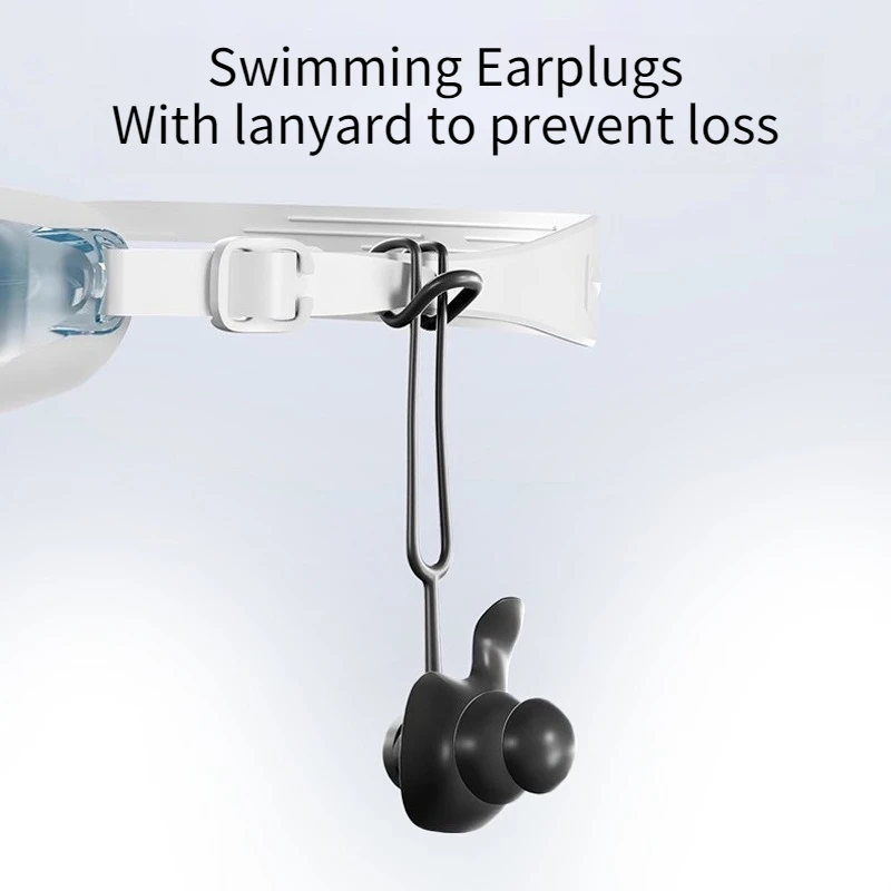 

1 пара силиконовых берушей для плавания с ремешком для предотвращения потери, водонепроницаемые, подходят для дайвинга и плавания.