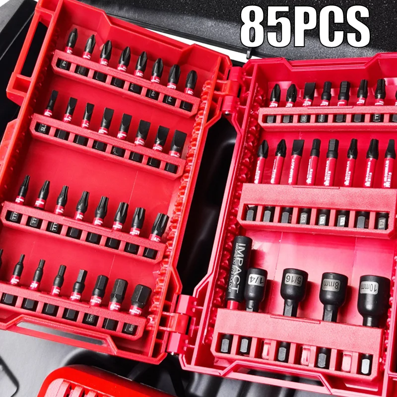 

53/85pcs Impact Screwdriver Bit Set with Case S2 Steel Drill Bits Phillips Strong Magnetic Electric Screwdriver Bit Power Tools