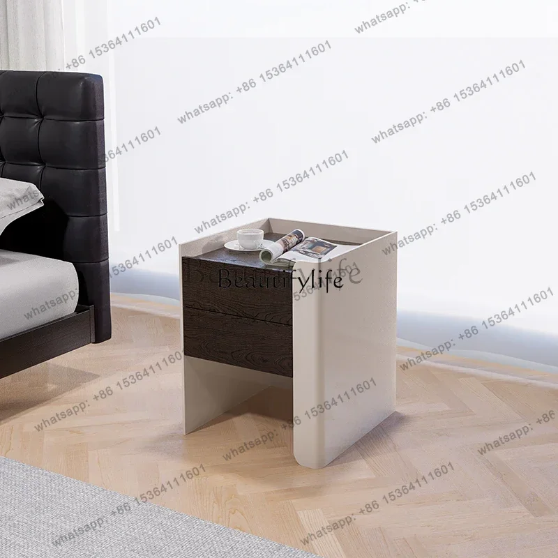 Factory Direct.Italian Minimalist Paint Wood Stitching Cushion Guide Rail Bedside Table