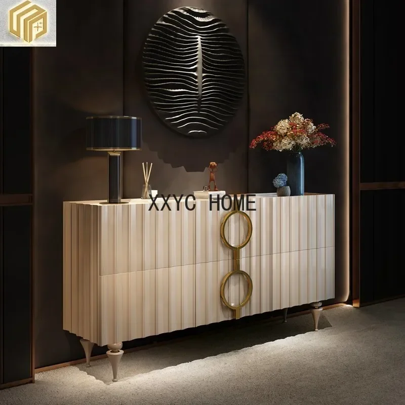 

Italian light luxury bucket villa living room entrance cream wind foyer master bedroom high-end rock panel stora